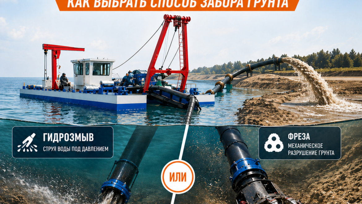 Гидрозмыв или фреза для земснаряда: как выбрать способ забора грунта